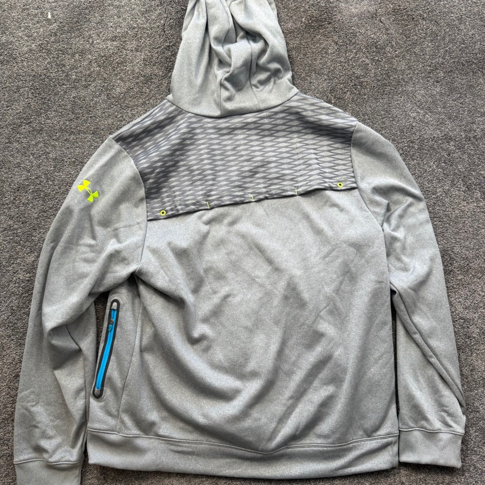 Under Armour Storm Mens XL Full Zip Hoodie Gray Neon Yellow 1234717 FW 2012